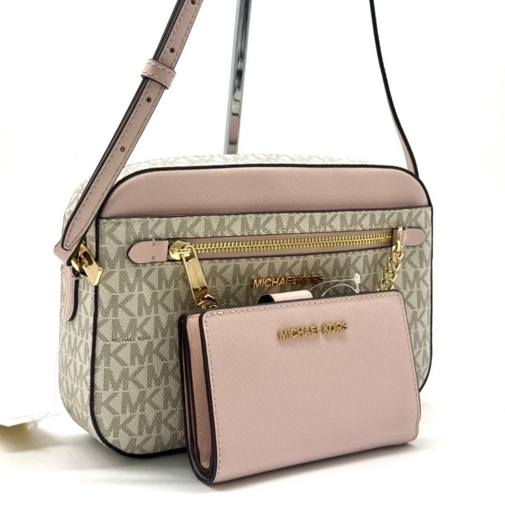 Michael Kors Large EW Zip Chain Xbody Crossbody Bag & Matching Bifold Wallet